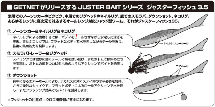 ジャスターフィッシュ 3.5インチ ビワコフラッシングハス ブンブンオリカラ