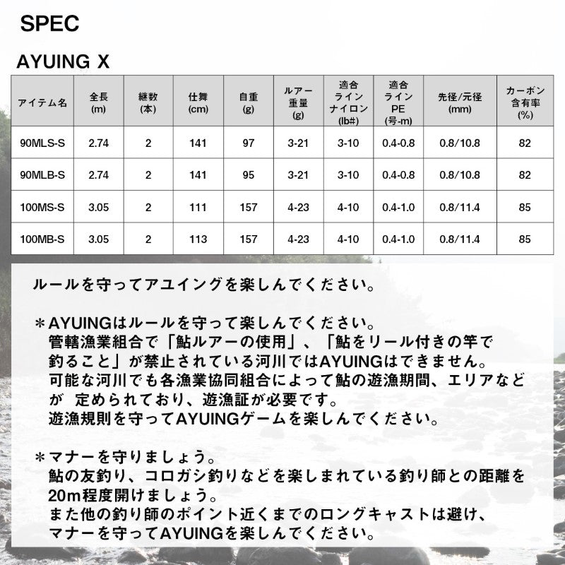 アユイングX 100MB-S / ベイト 【大型商品】