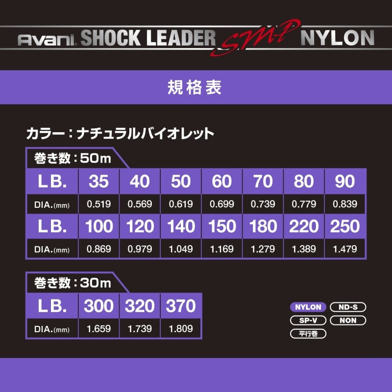 アバニ ショックリーダー SMP ナイロン 30m