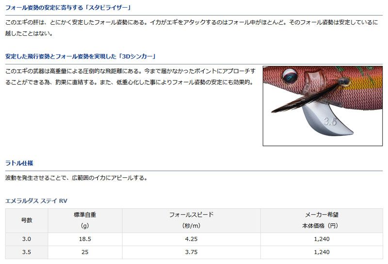 【在庫限り特価】 エメラルダス ステイ RV 3.5号