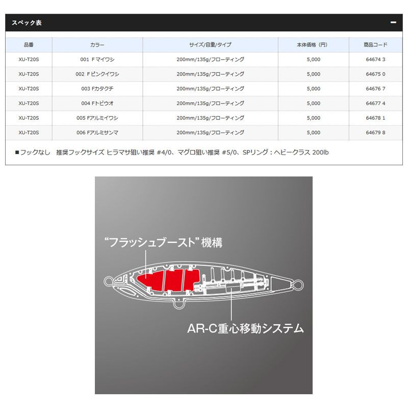 XU-T20S オシア ヘッドディップ 200F フラッシュブースト