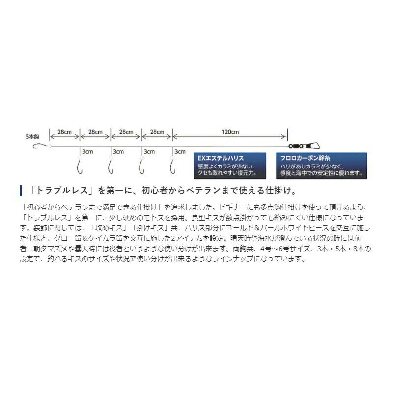 RG-NK2N 掛けキス投仕掛ビーズ3本鈎×2セット