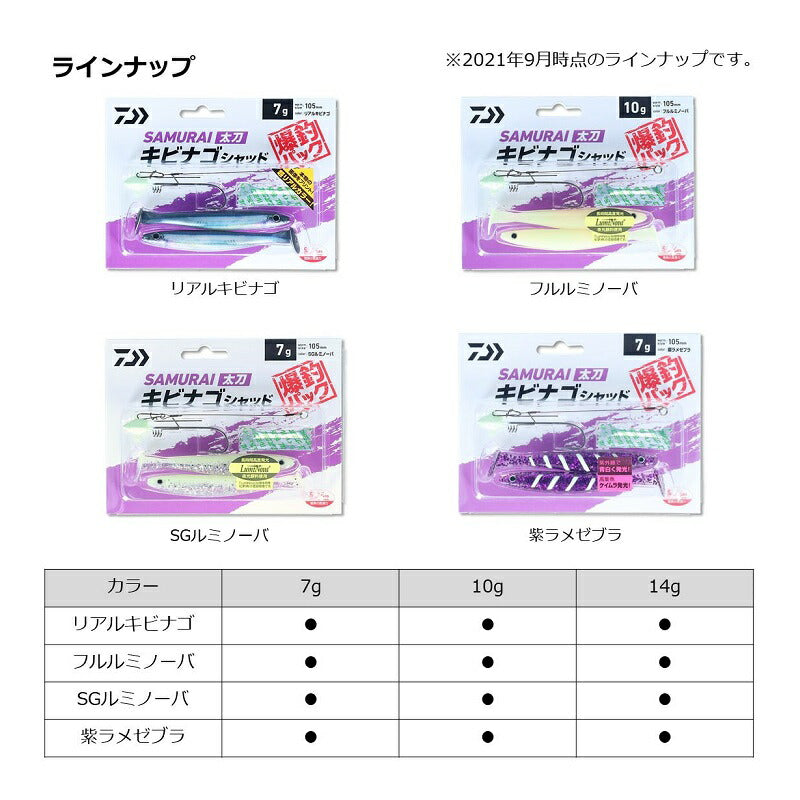 サムライ太刀 キビナゴシャッド爆釣パック 7g