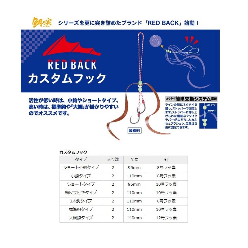 TMH-SABIKI レッドバック タイラバ専用カスタムフック 鯖皮サビキタイプ