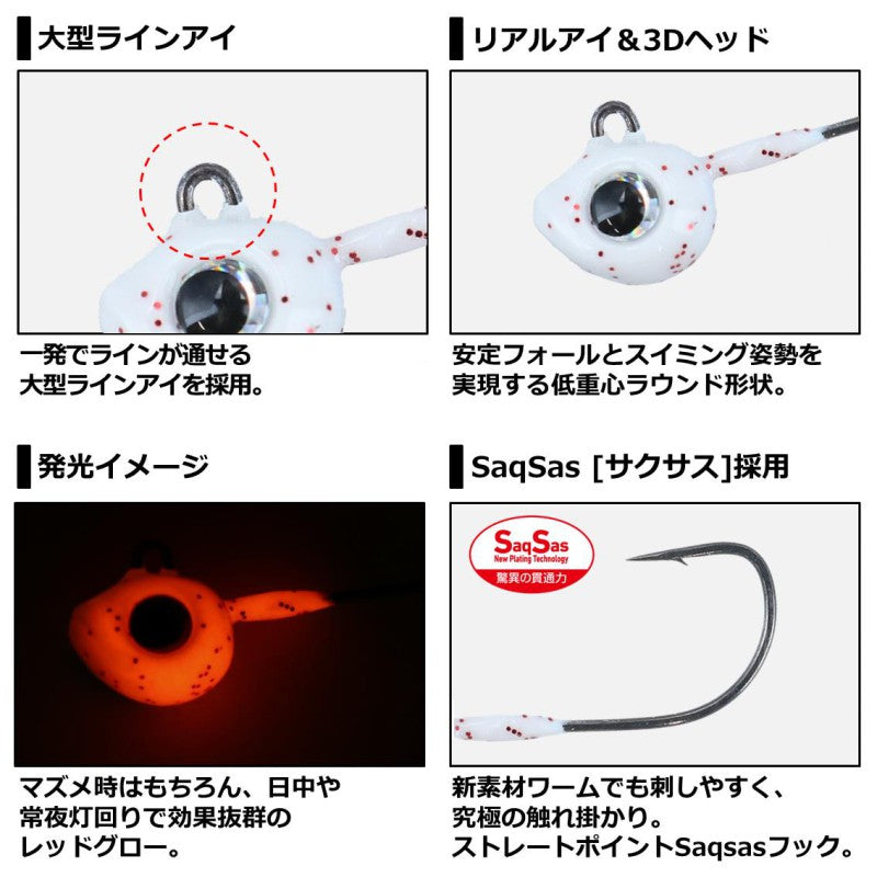 月下美人 SWライトジグヘッドSS 1.0-#8 レッドグロー