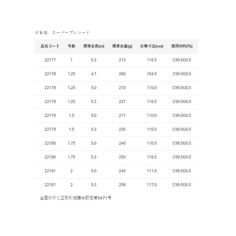 がま磯 スーパープレシード 2号-5.3m