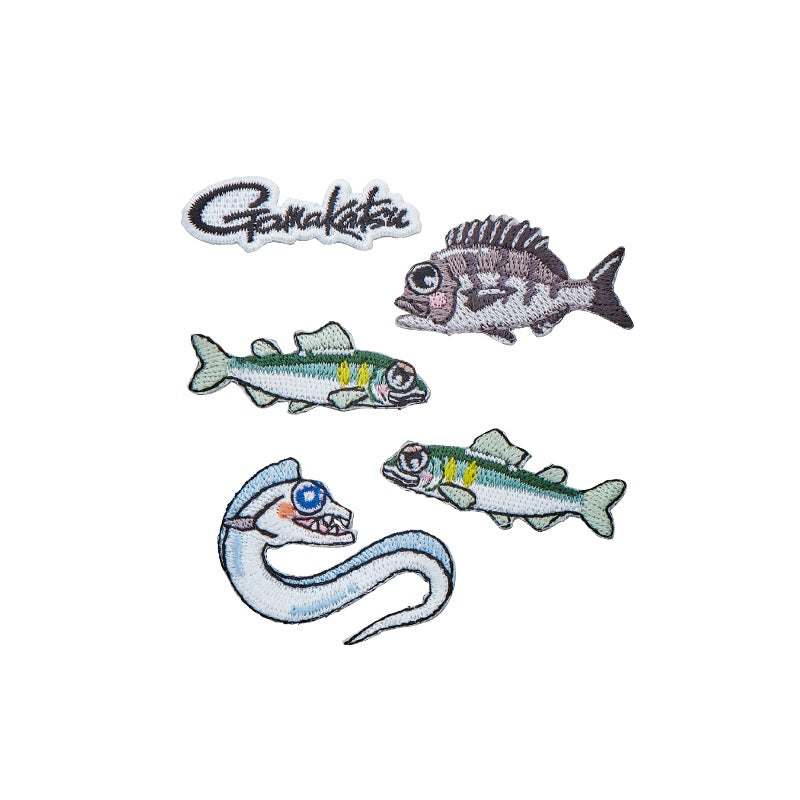 GM2567 刺繍シール #3 ロゴ+魚(チヌ・アユ・タチウオ)