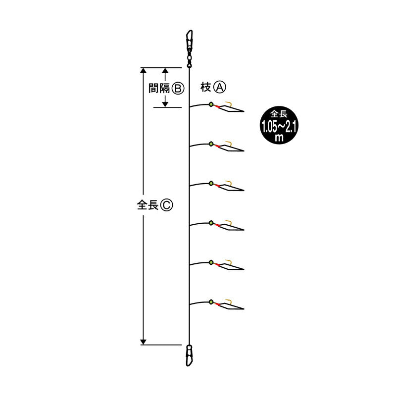 S-501 サビキ金袖 6本 9号
