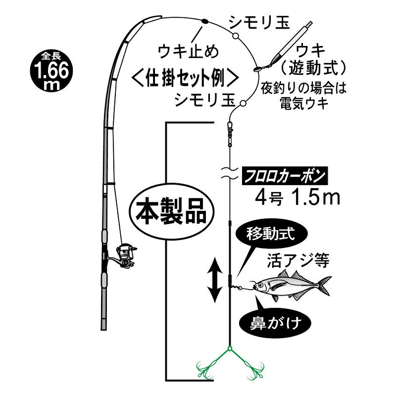 IK050 お墨付きアオリイカ仕掛はねあげ式 クリア天秤