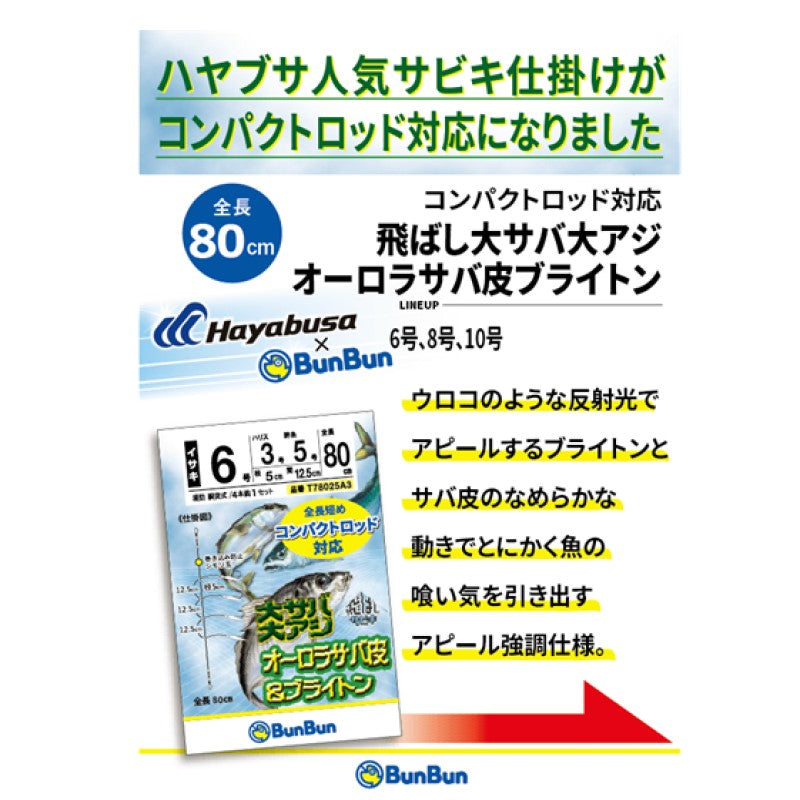 コンパクトロッド対応 飛ばし大サバ・大アジ オーロラサバ皮ブライトン 6-3-5