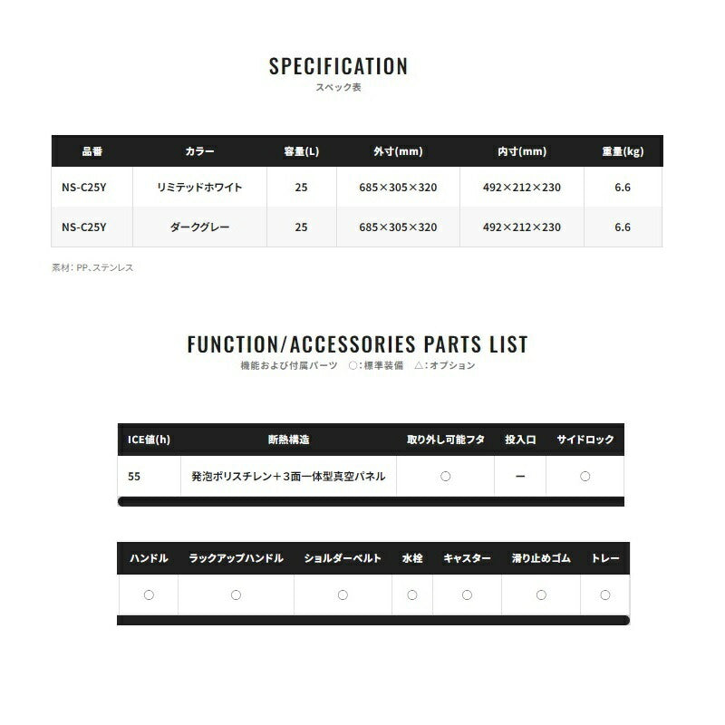 NS-C25Y スペーザ リミテッド キャスター 25L リミテッドホワイト