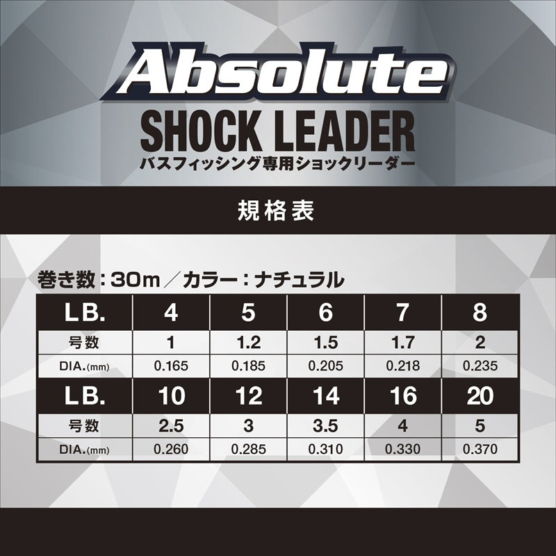 アブソルート ショックリーダー VSPフロロカーボン 30m