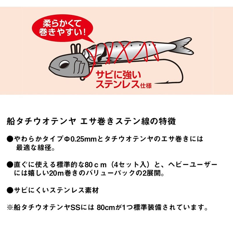 船タチウオテンヤ エサ巻きステン線 バリューパック 50m